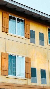 A close-up of a freshly painted building exterior.