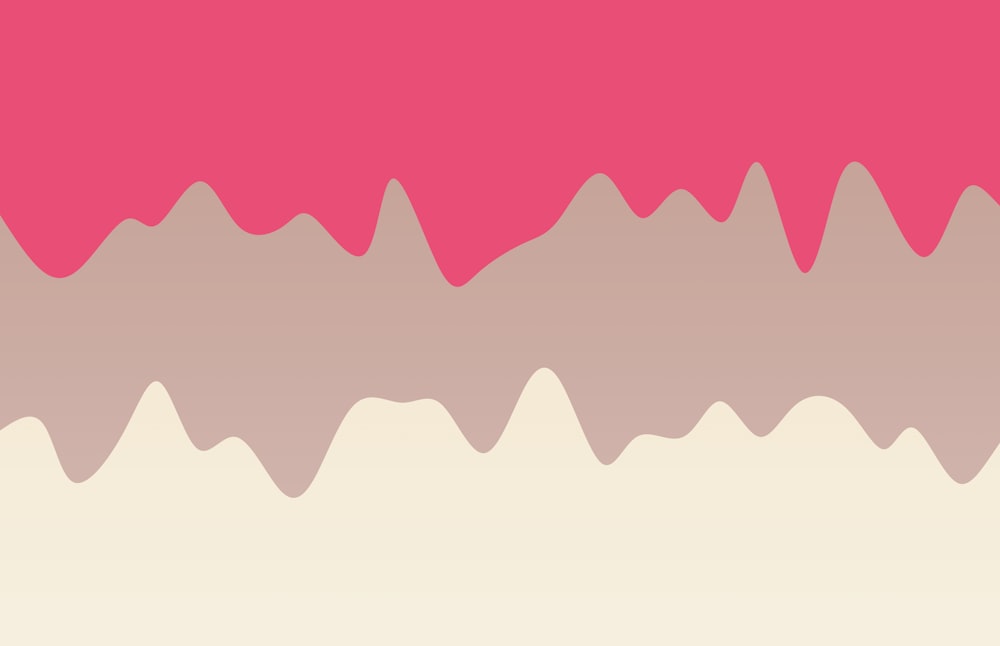 a pink and white background with a line of mountains