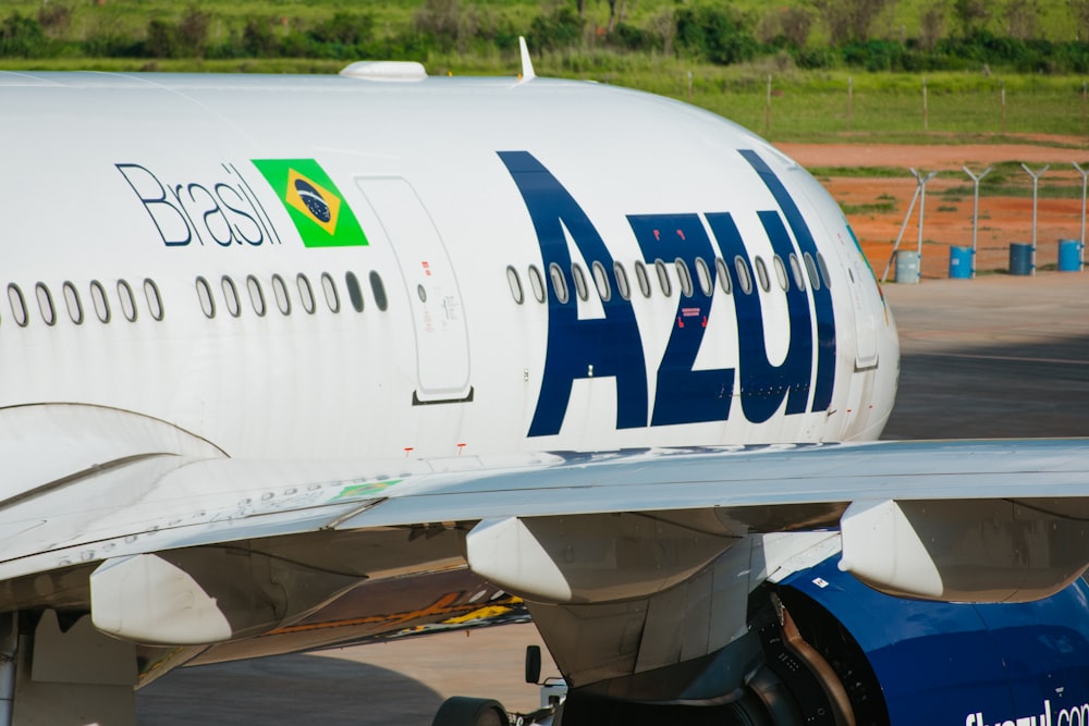 a close up of the tail end of an airplane