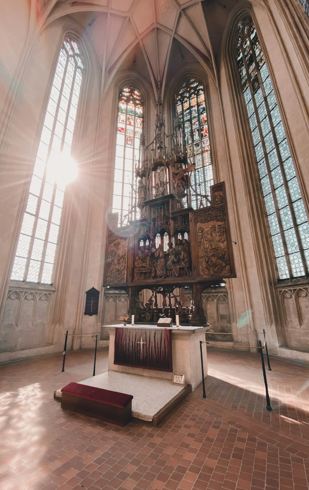 a church with a large alter in the middle of it