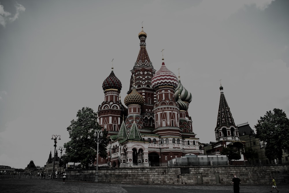 a large building with many spires on top of it