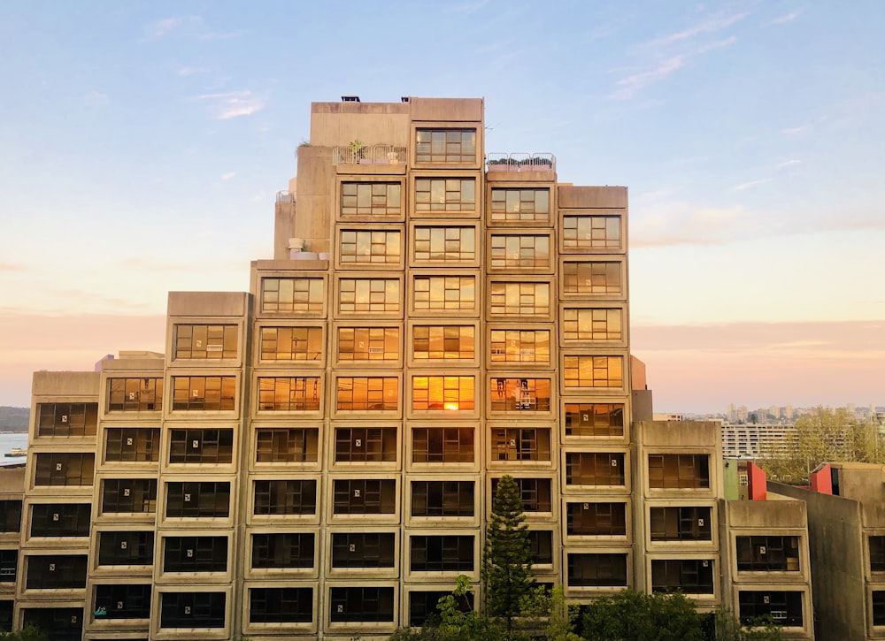 a very tall building with lots of windows