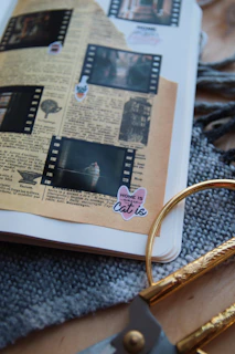 a pair of scissors sitting on top of a book