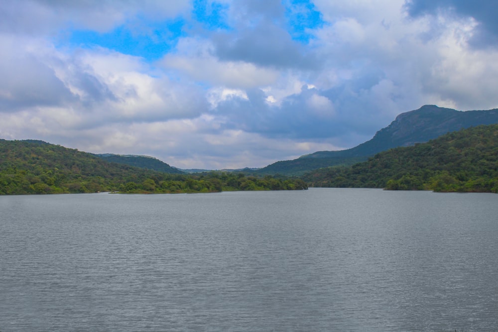 a large body of water surrounded by mountains