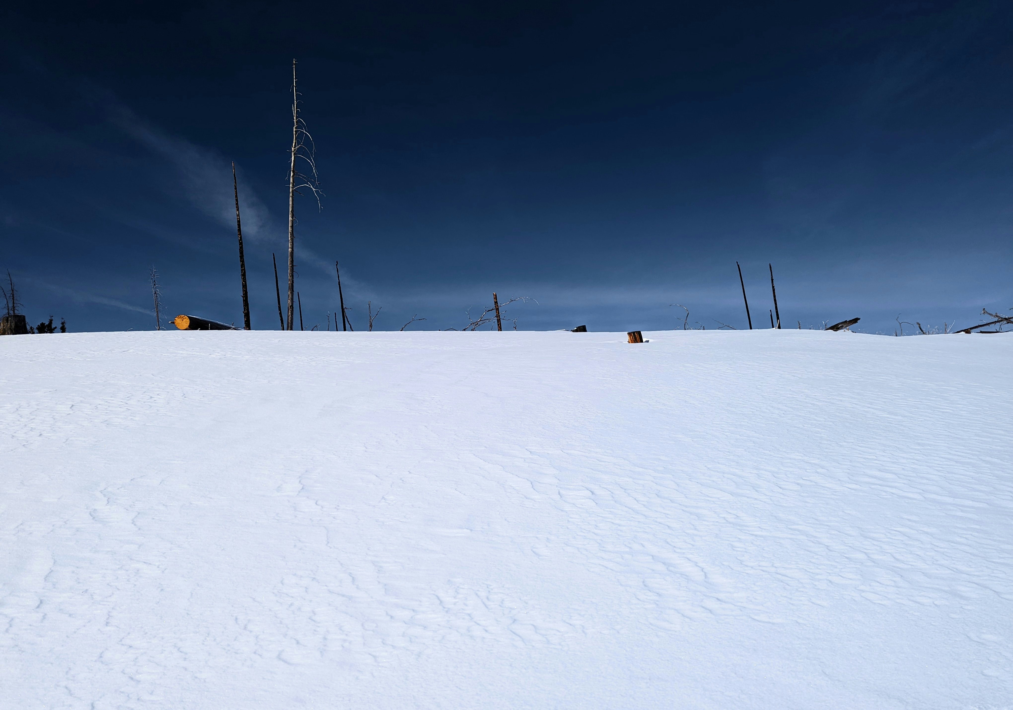 a person riding skis down a snow covered slope