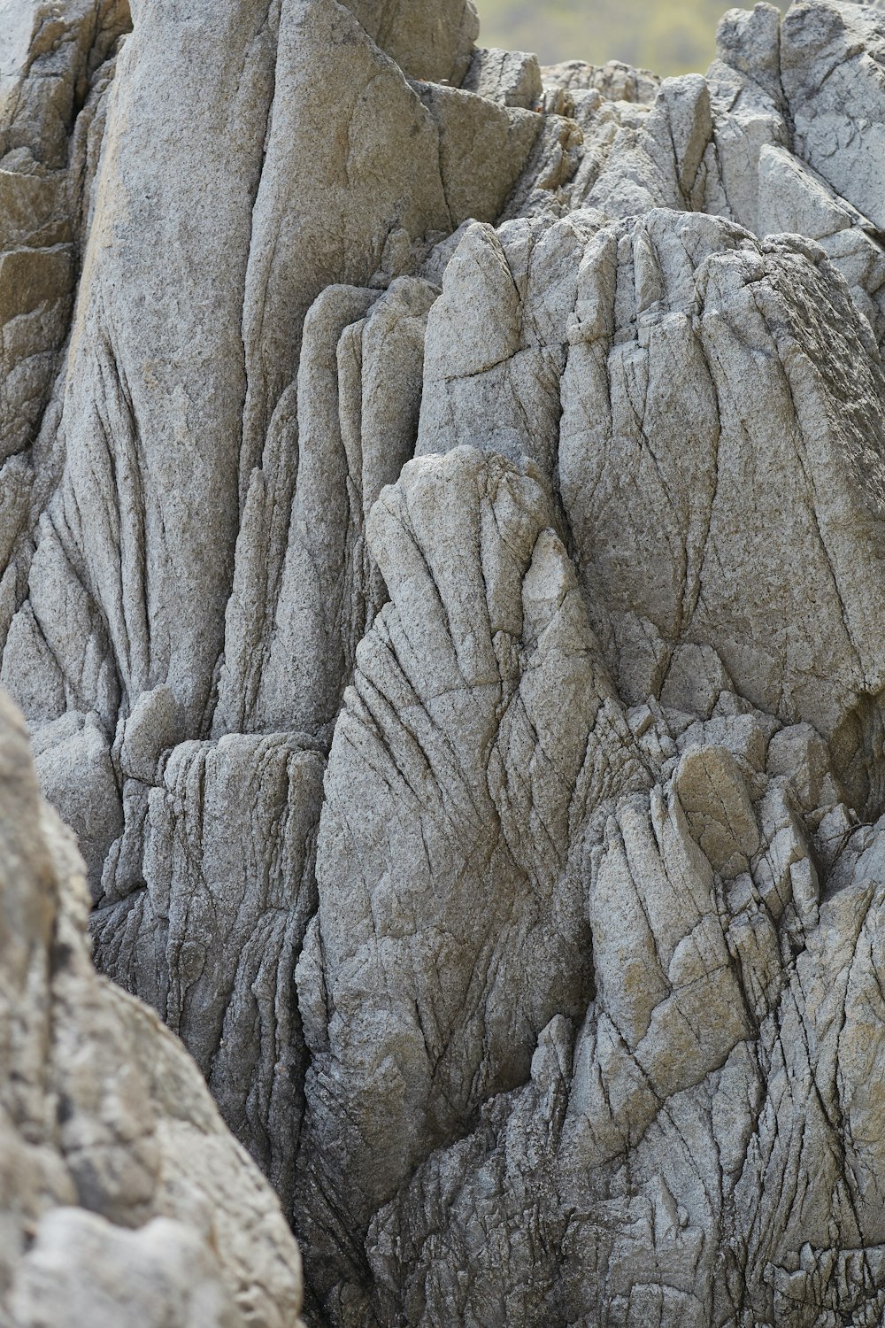 a bird is perched on a rock formation