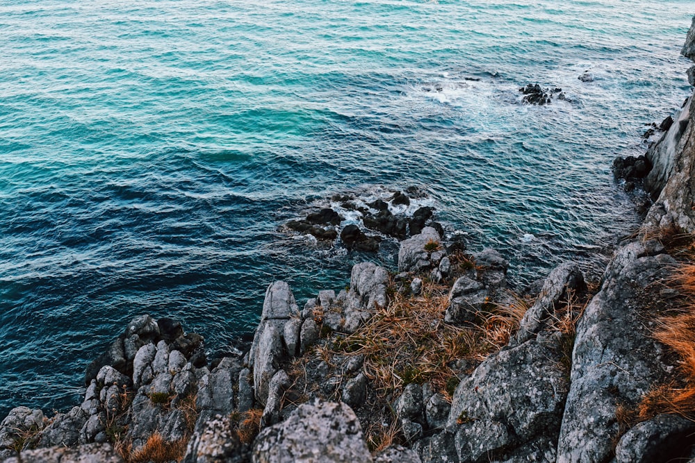 a view of a body of water from a cliff
