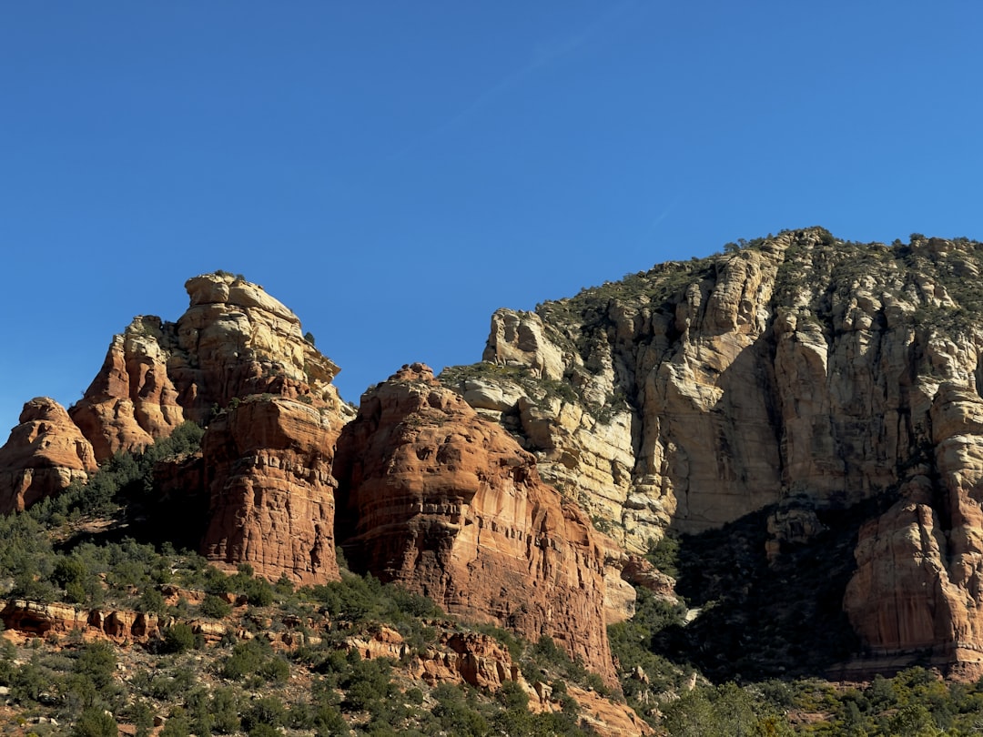 a group of mountains with trees on the side,