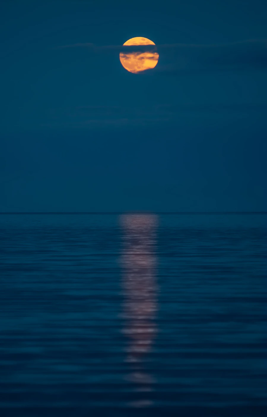 A full moon over the ocean