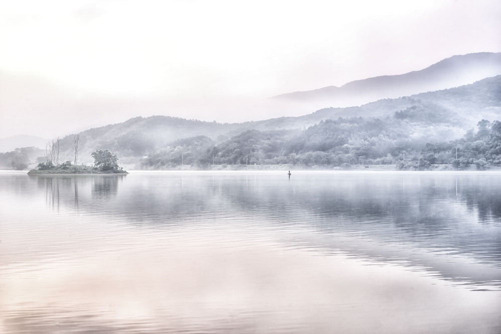 a large body of water surrounded by mountains