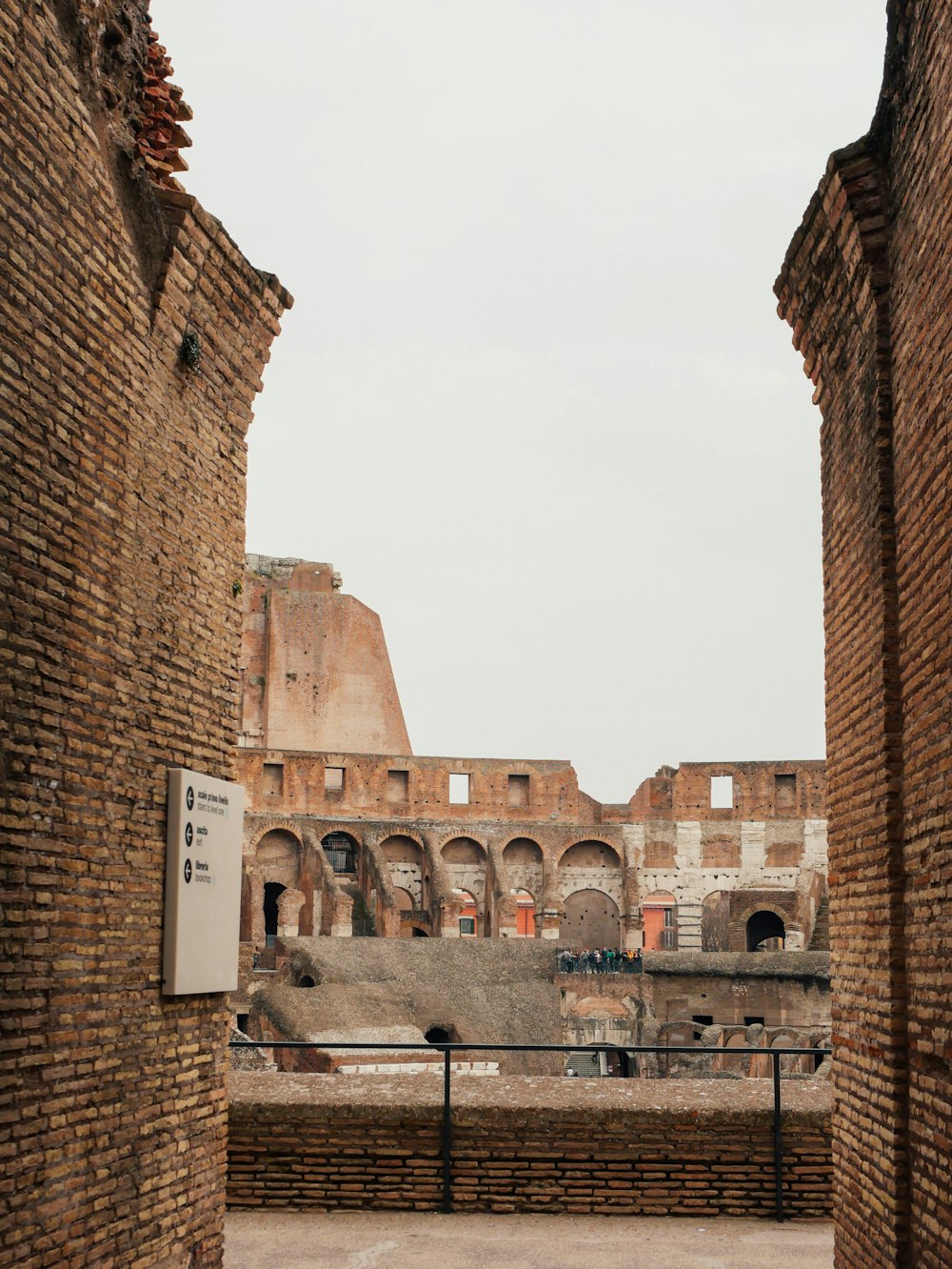 a view of a building through two archways