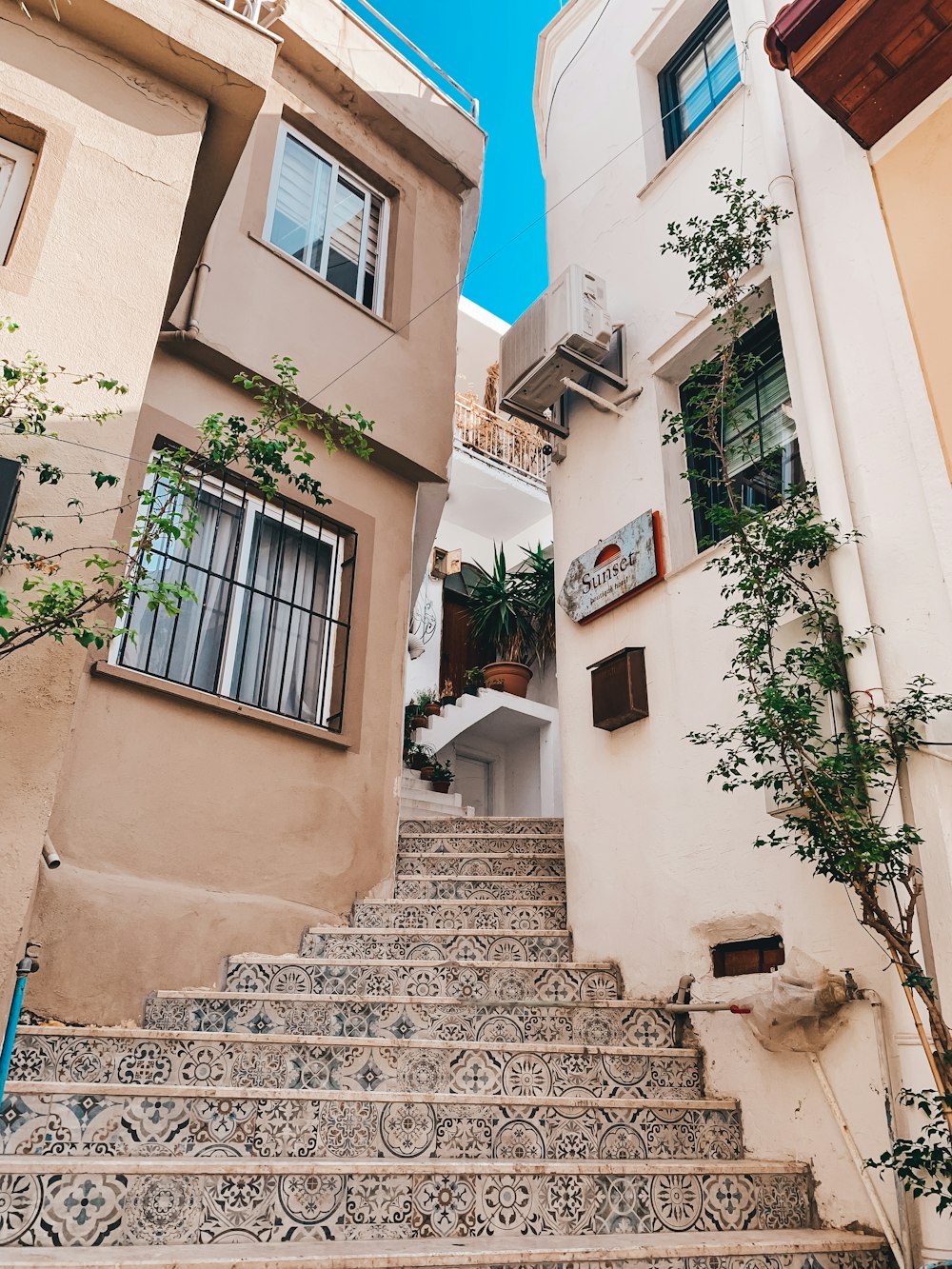 a set of stairs leading up to a building