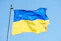 a blue and yellow flag flying in the wind