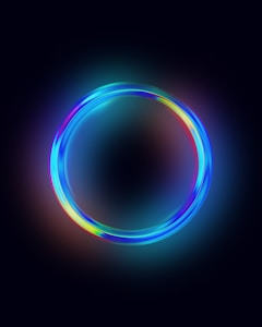 a circle of neon lights on a black background