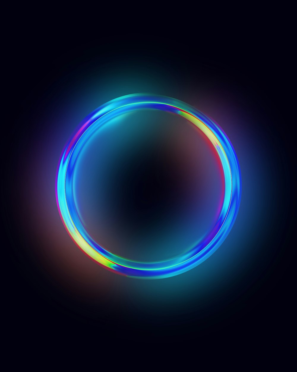 a circle of neon lights on a black background