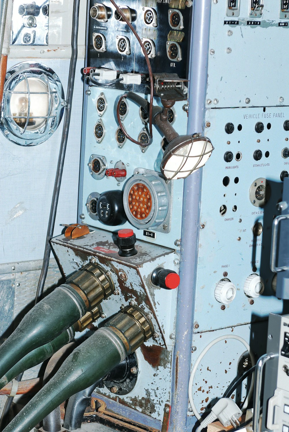 a close up of a control panel in a plane