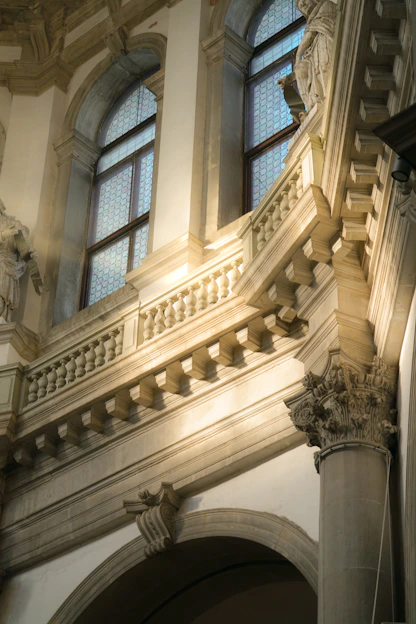 A detailed architectural sketch blending modern and classical elements with soft shadows.