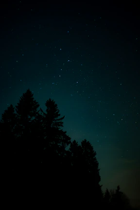 A serene evening sky with scattered stars above a rustic wooden table set for tea.