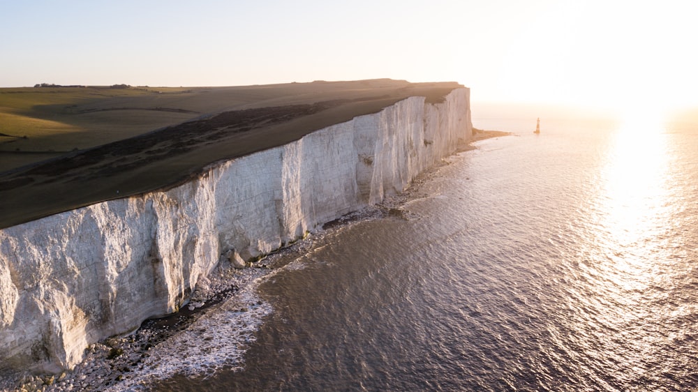 a view of the white cliffs and the ocean