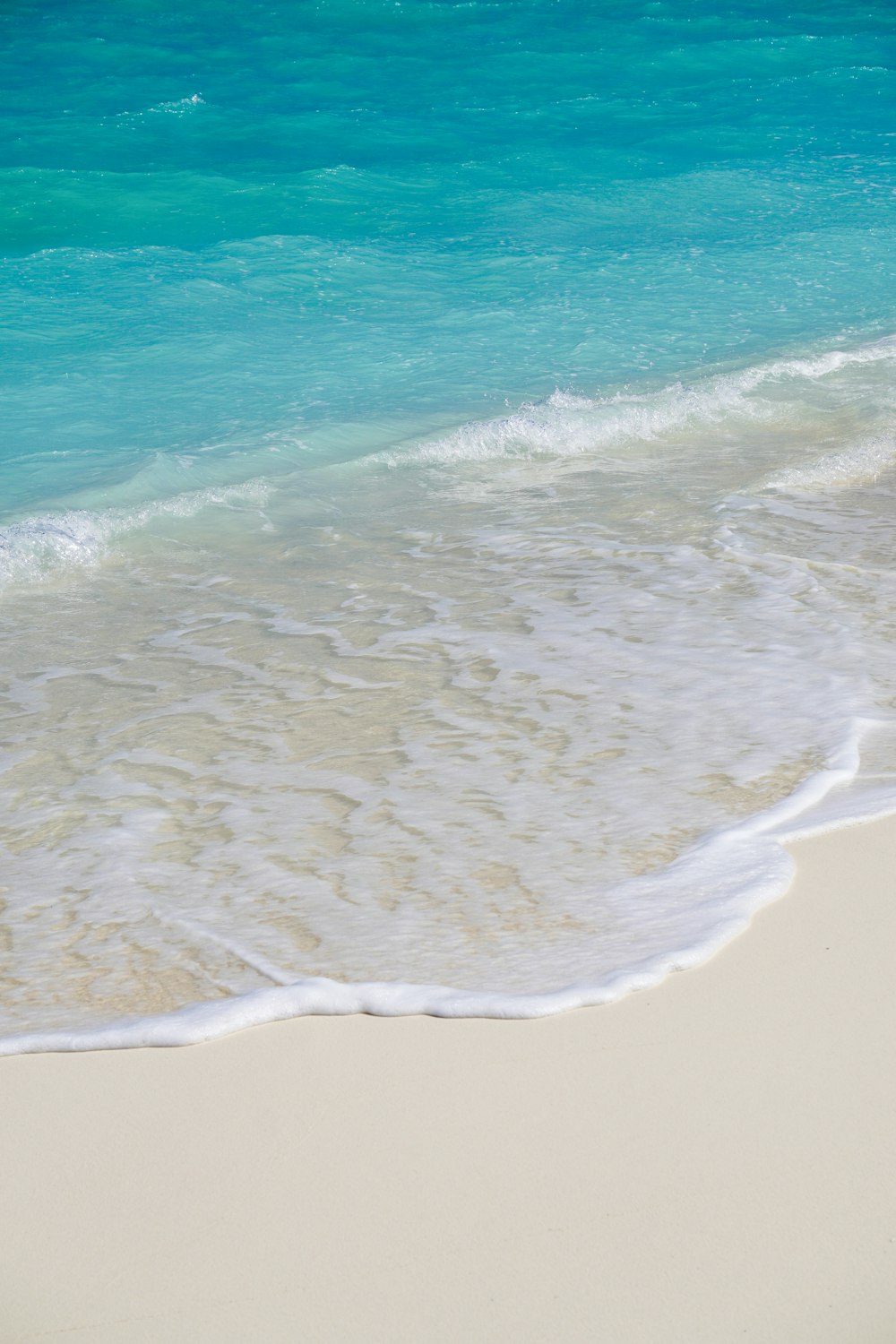 uma praia com água azul e areia branca