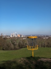 A vibrant disc golf event with participants enjoying the game.