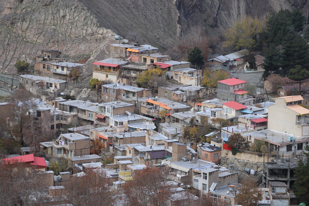 a large group of houses on a mountain side
