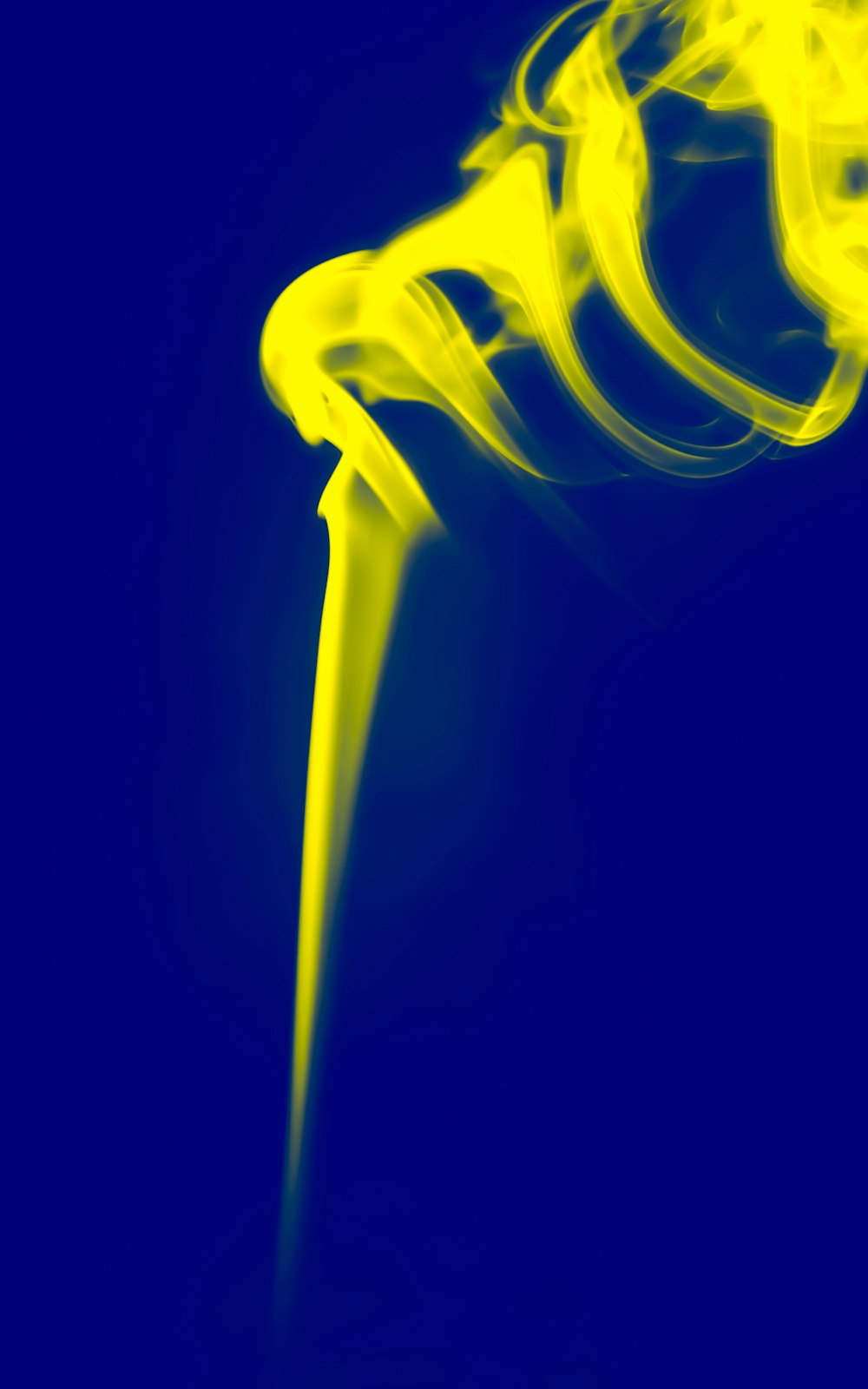 uma foto azul e amarela de um objeto amarelo