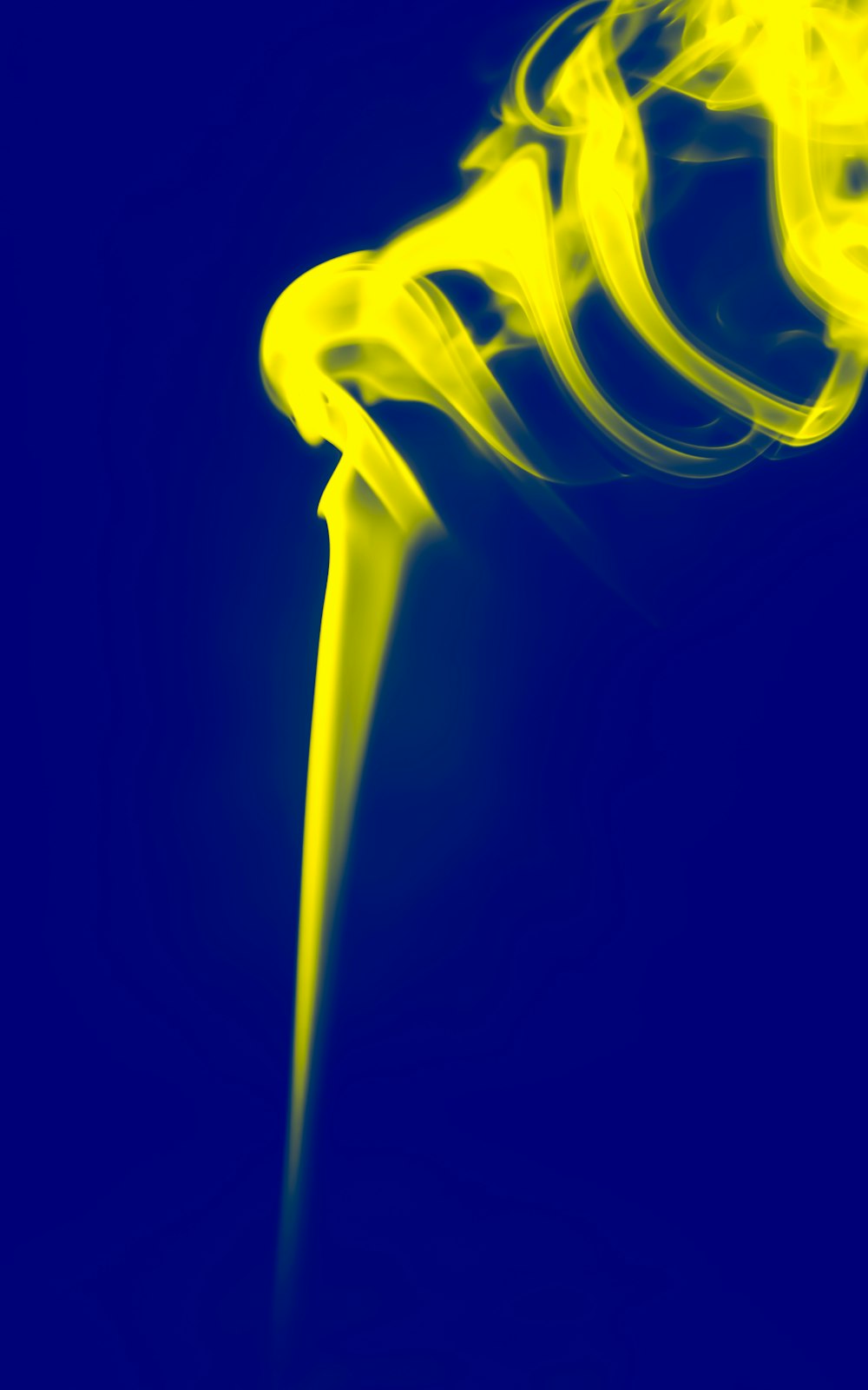 a blue and yellow photo of a yellow object