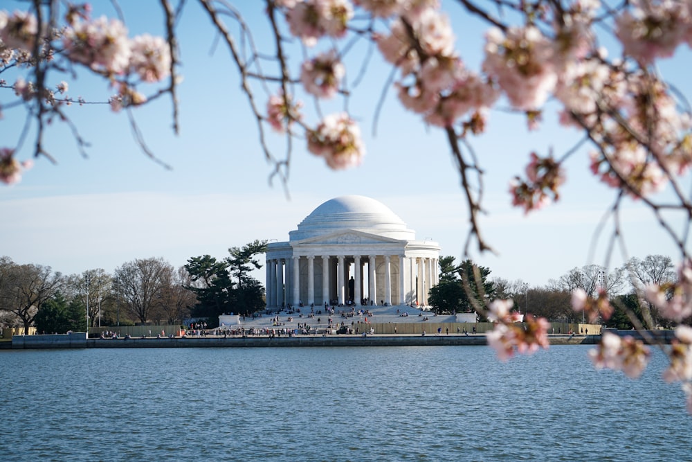 a view of the jefferson memorial from across the water