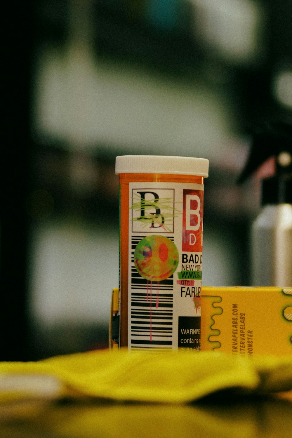 a can of b vitamin drink sitting on top of a table