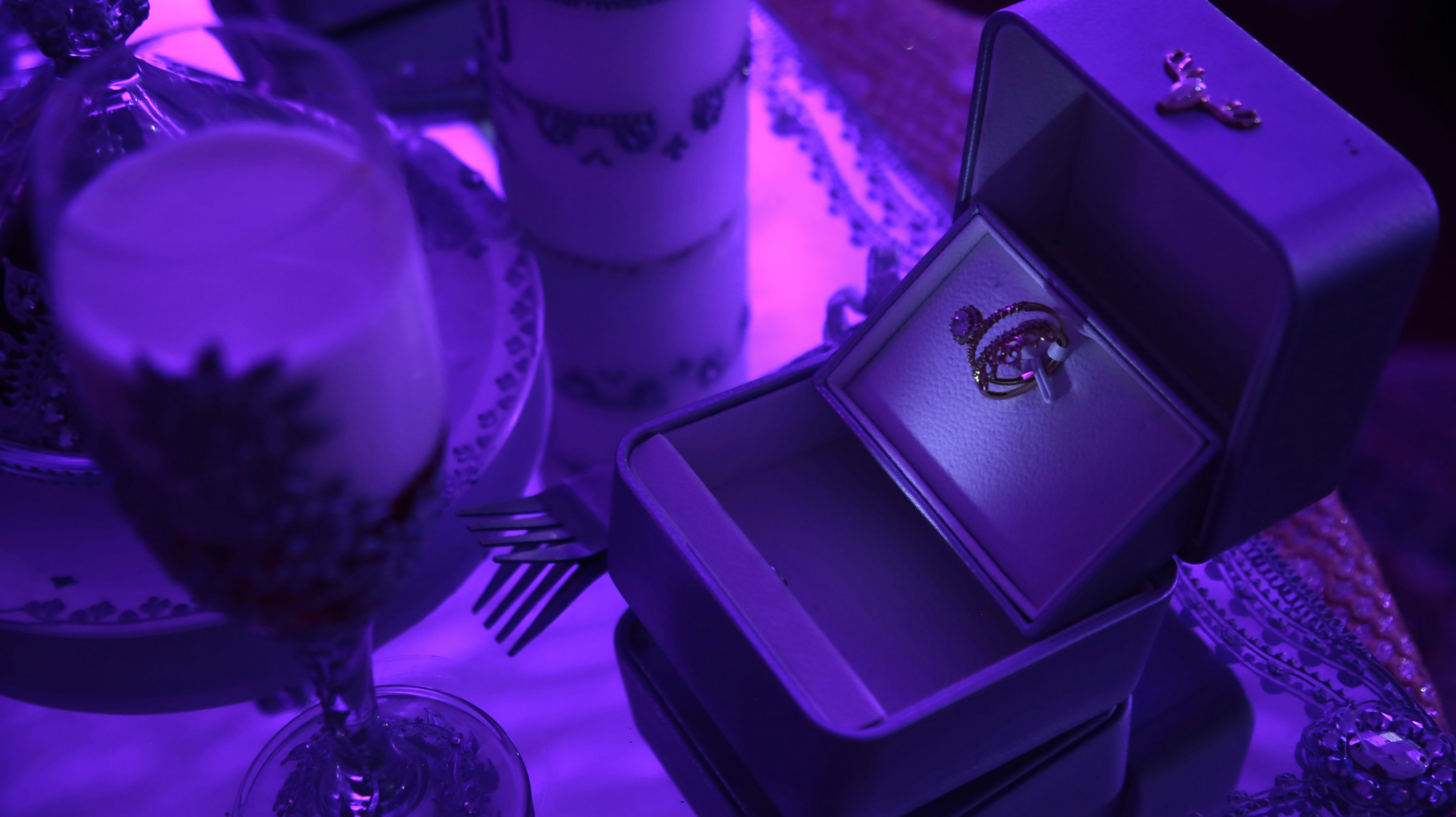 Purple lit table