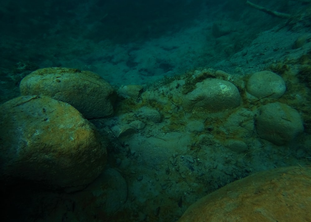 some rocks and dirt under water on the ocean floor