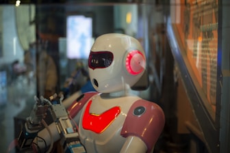 a robot with a red light on its face