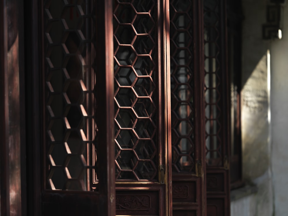 a close up of a door with a clock on it