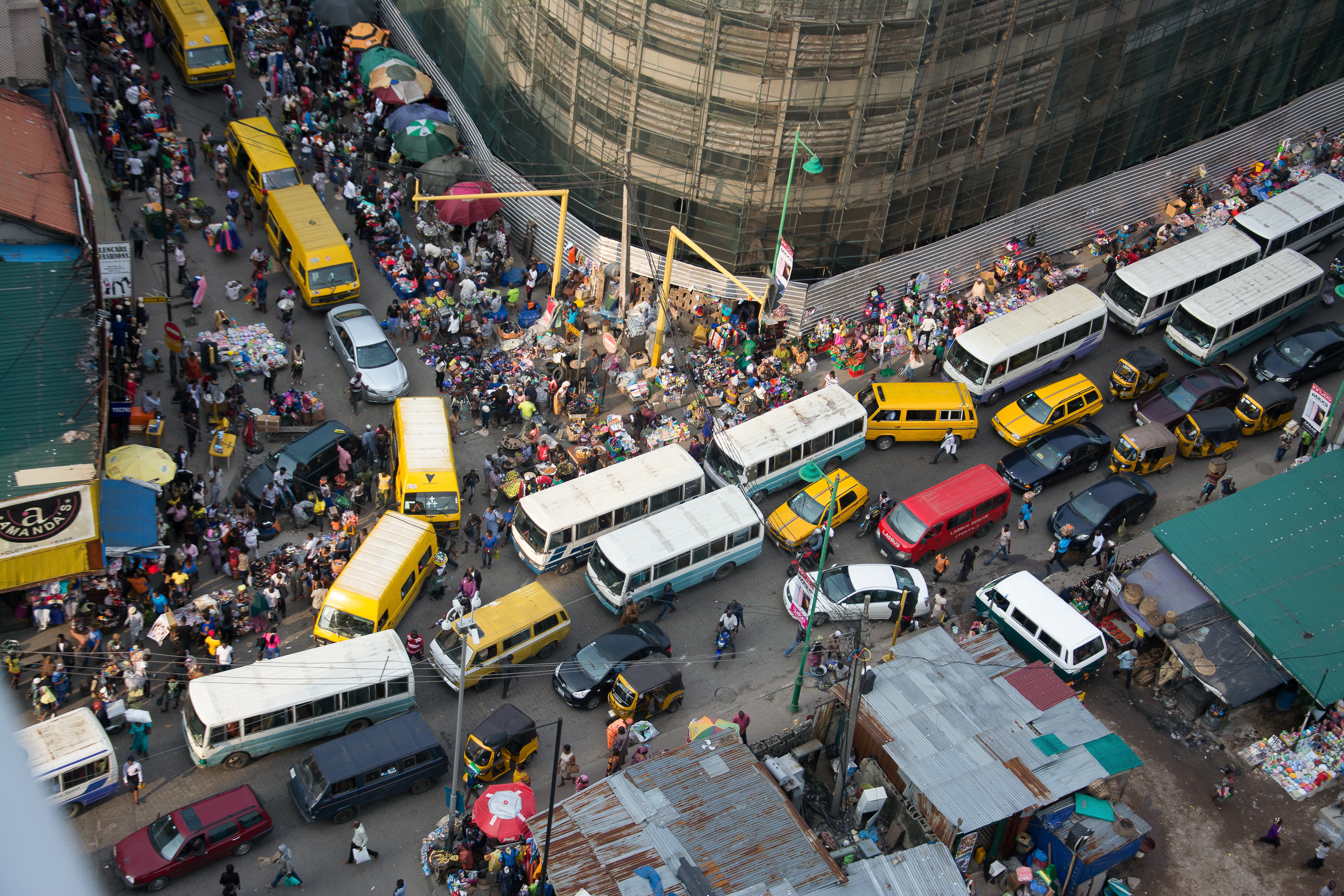 Busy Lagos streets from above
