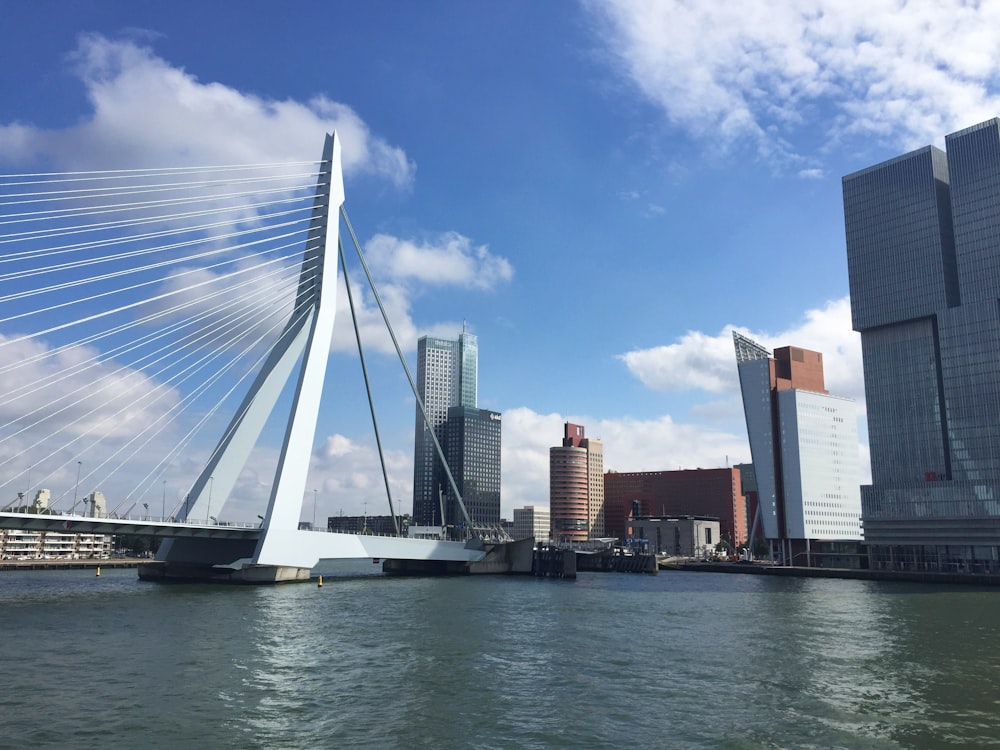 a view of a bridge over a body of water