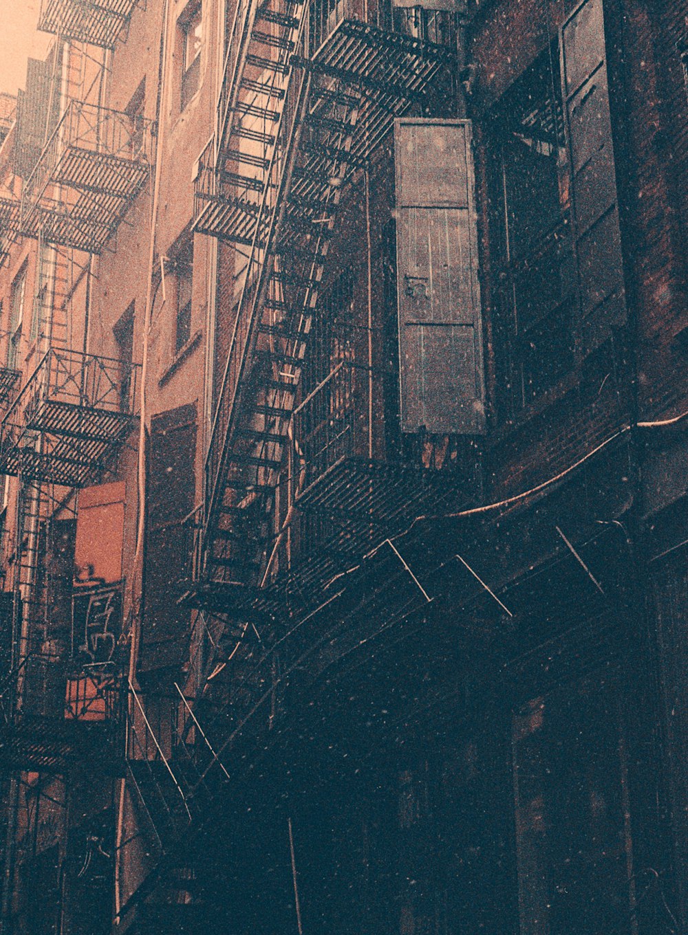 a fire escape on the side of a building