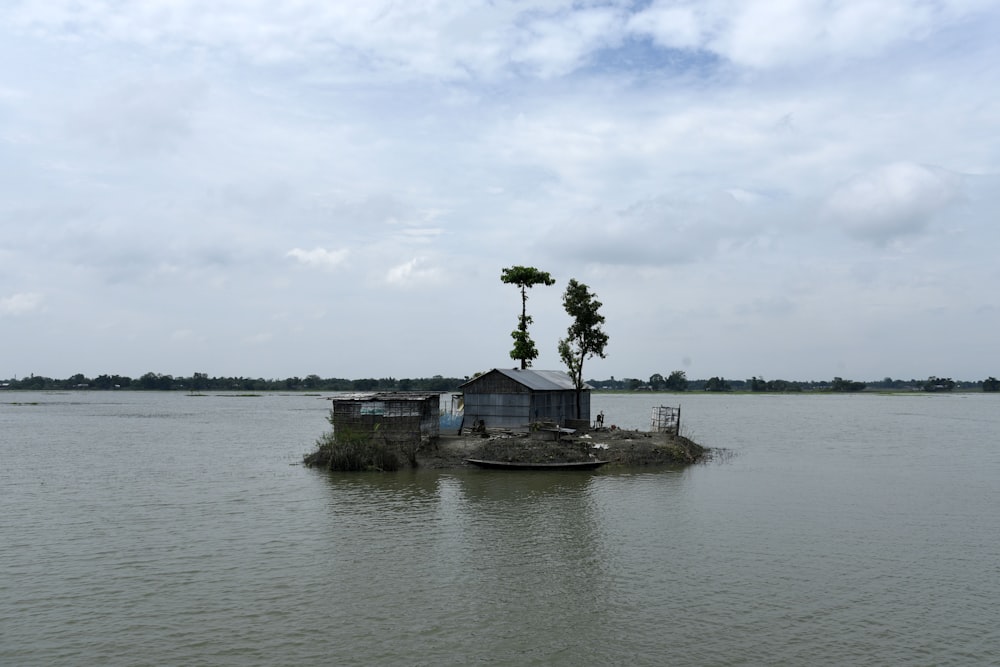 a small island in the middle of a body of water