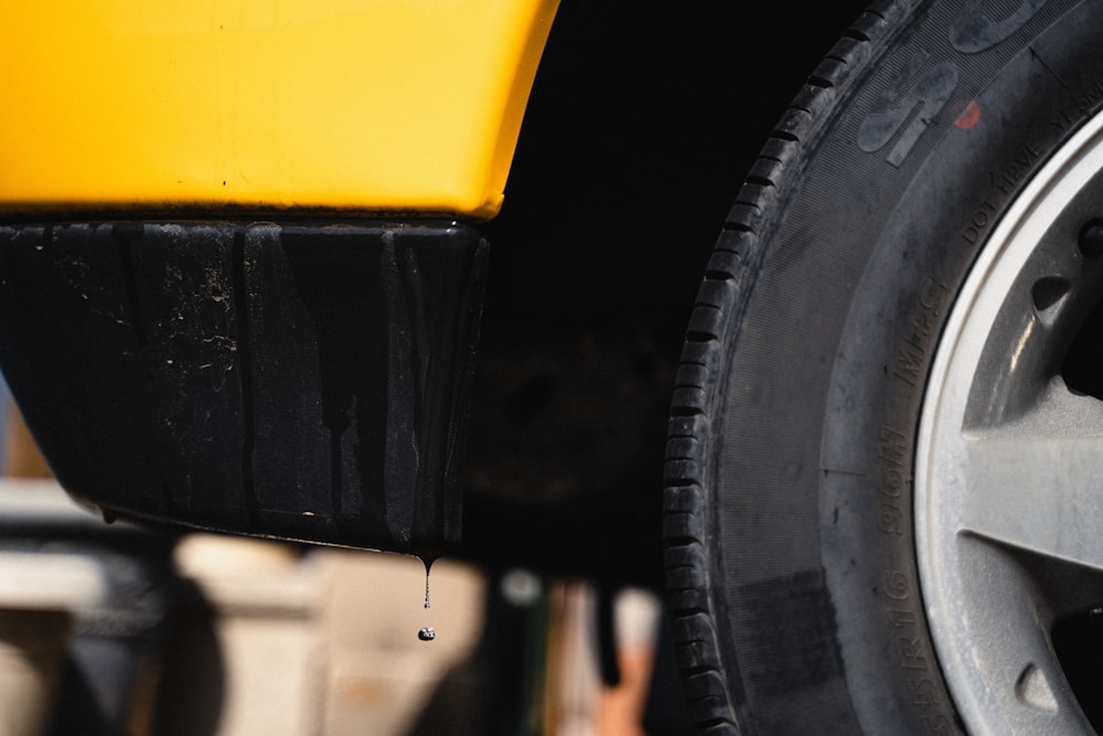 a close up of a tire on a vehicle