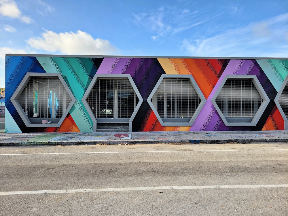 a building with a colorful mural on the side of it