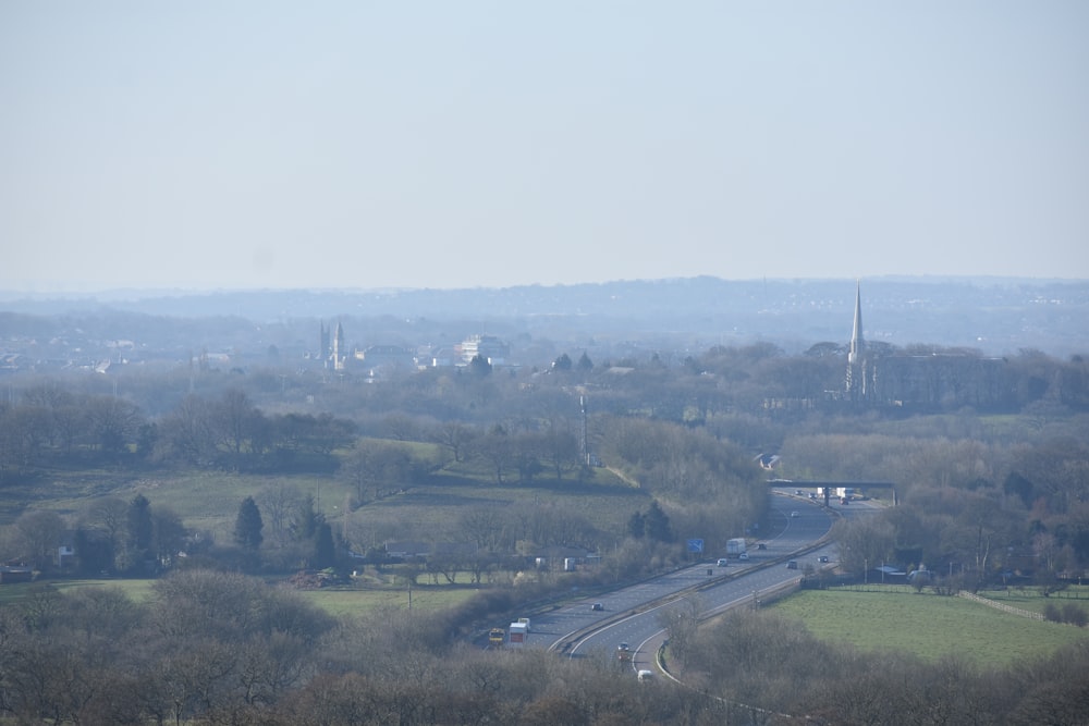 a view of a city from a hill top