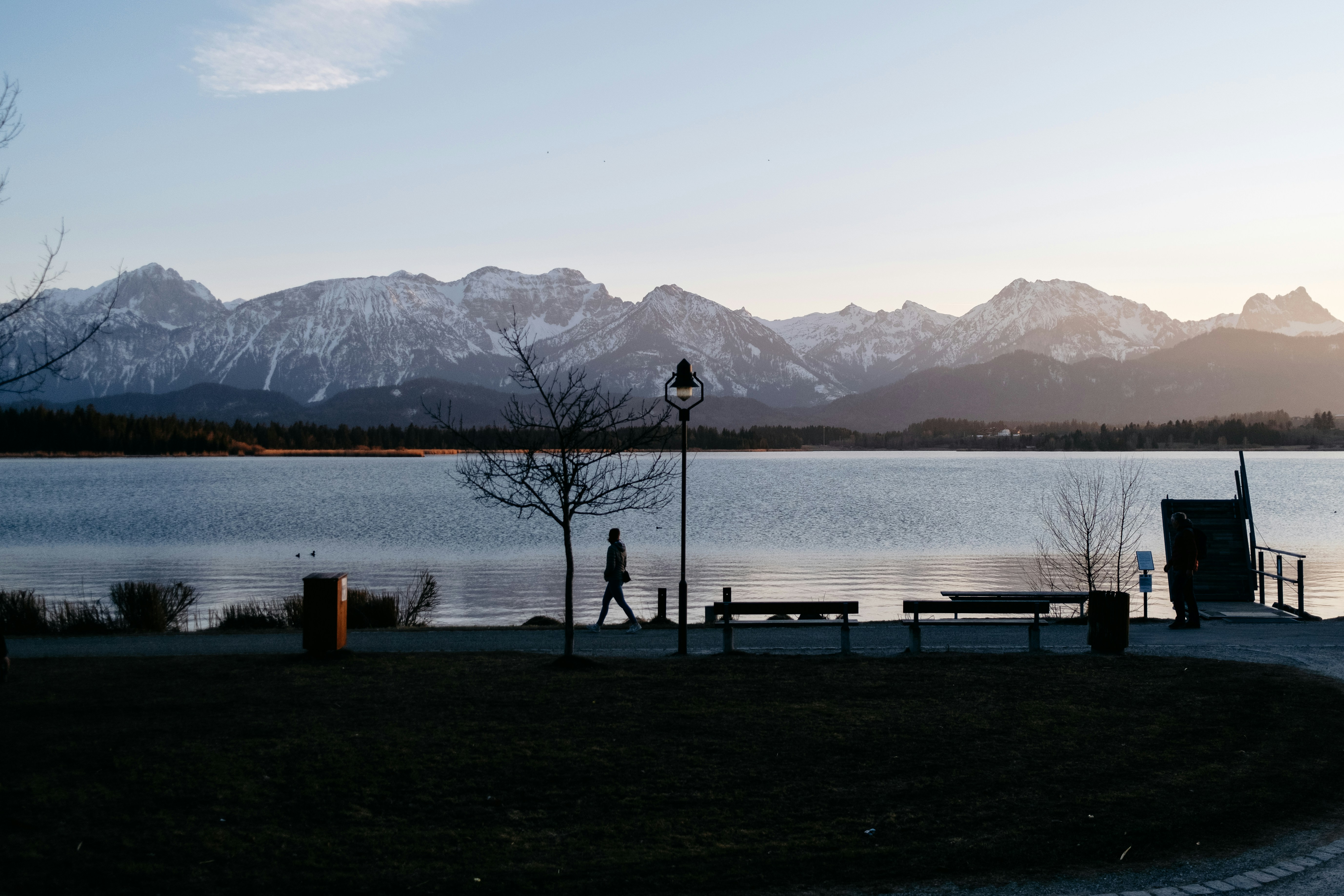 a view of a lake with mountains in the background