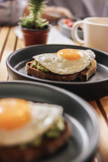a plate with an egg and toast on it
