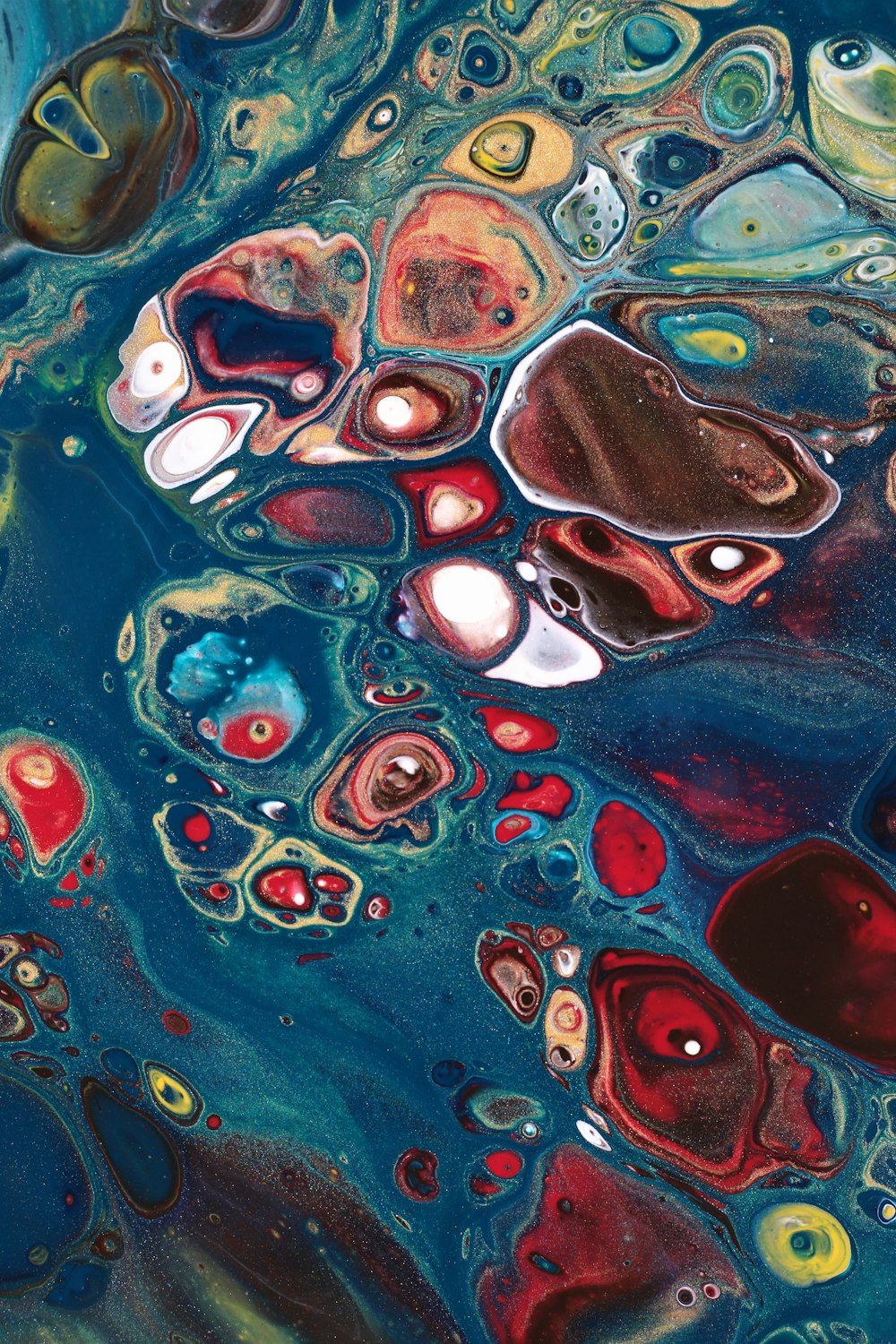 a close up view of a fluid painting