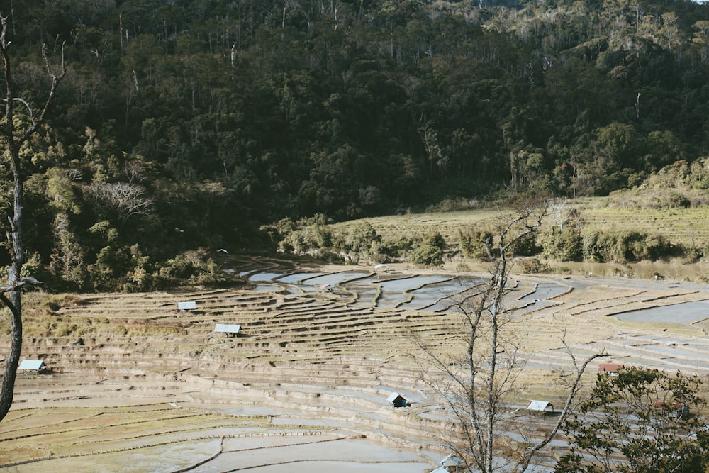 a large field with a lot of dirt on top of it