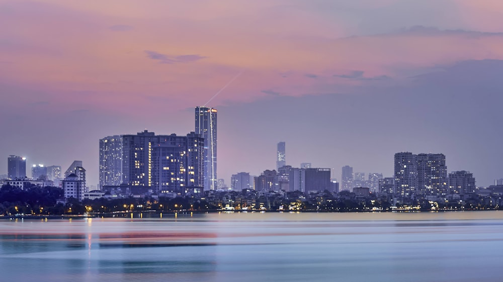 a view of a city at night from across the water