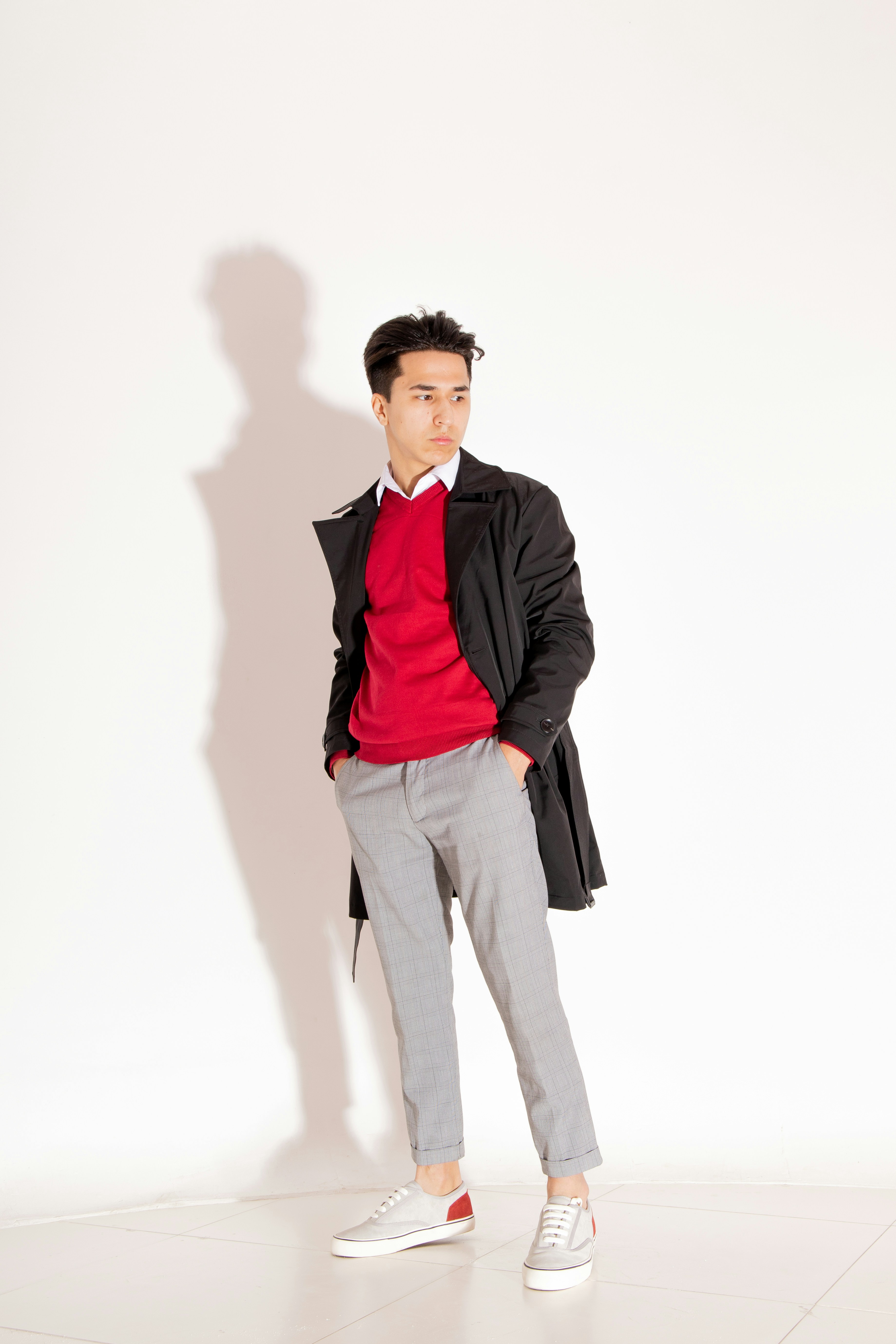 Discount grey pants and red shirt Outlet Black Friday