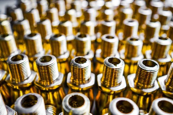 Close-up of industrial fasteners and hardware components