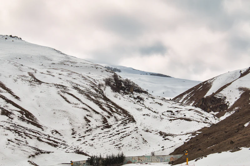 Mountain road through the snow in Azerbaijan