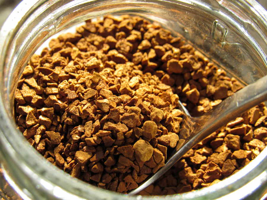 Jar of instant coffee granules